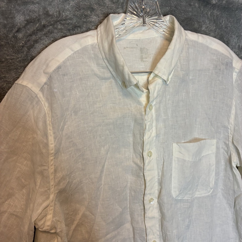 Muji Womens Linen Button Front Tunic Top L Minimalist Old Money Quiet Luxury